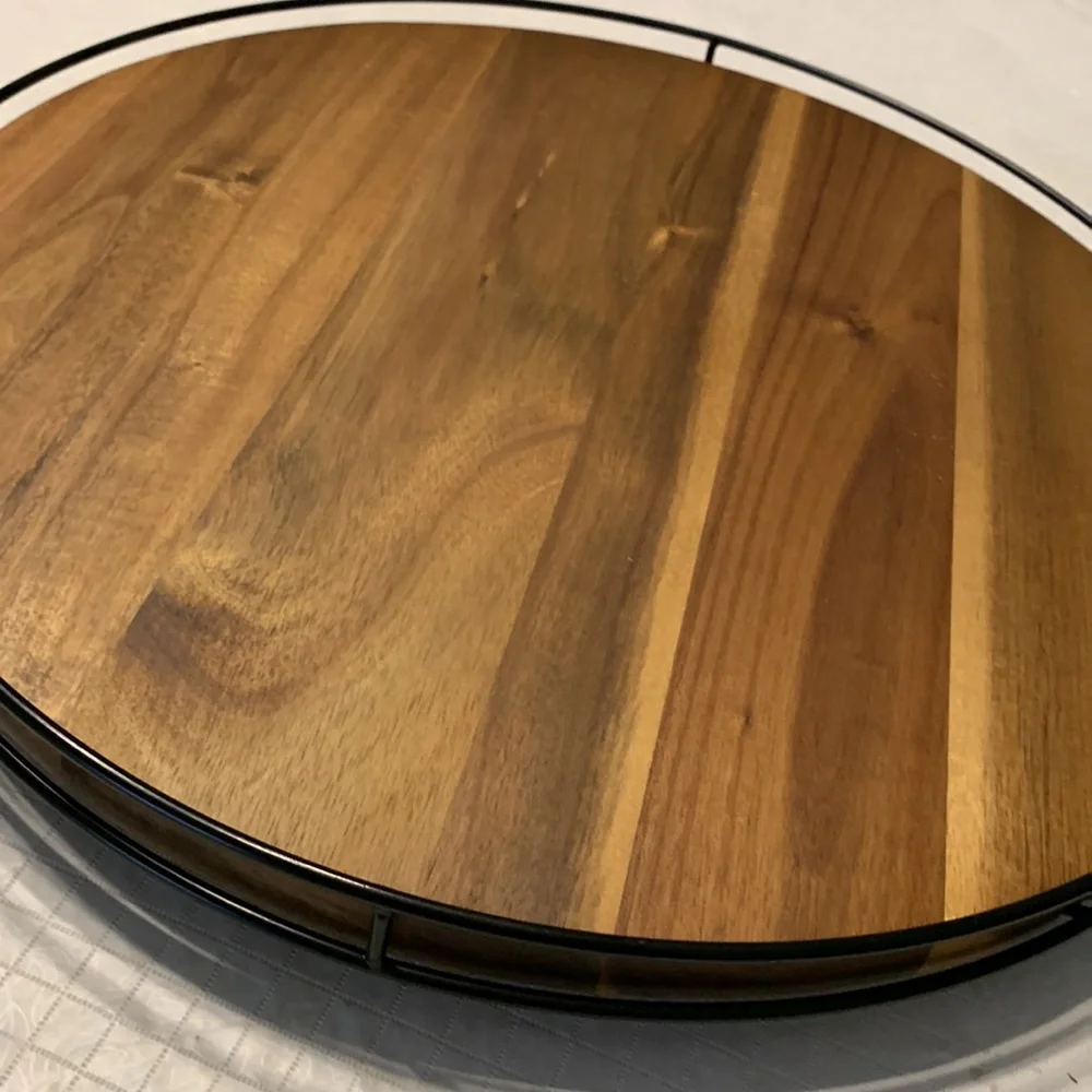 Hearth & Hand Wooden 18” Lazy Susan with Metal Trim
